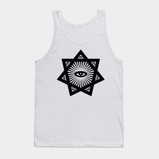 Heptagram 7 Sided Star With All Seeing Eye Scared Geometry Tank Top by Nonstop Shirts